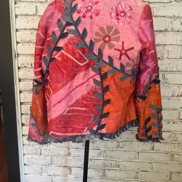 Artistic Pink and Gray Women's Blazer - Picture 6 of 9